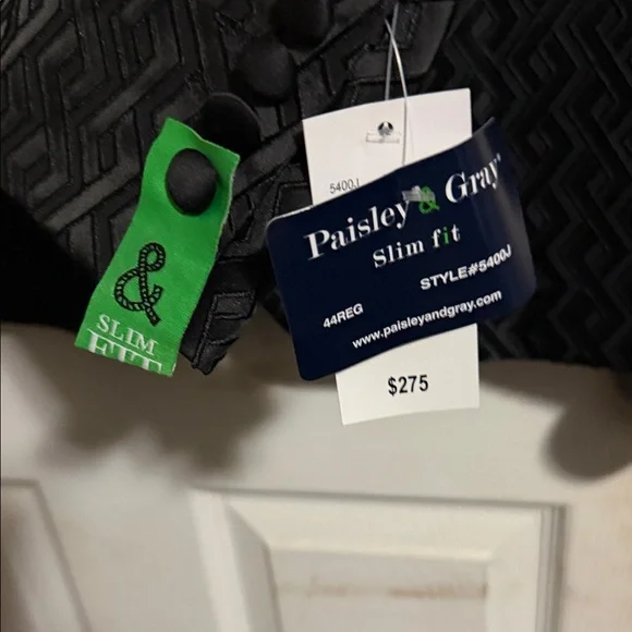 Paisley & Gray Black Textured Evening Blazer with Floral Red and Yellow Lining - Picture 3 of 8